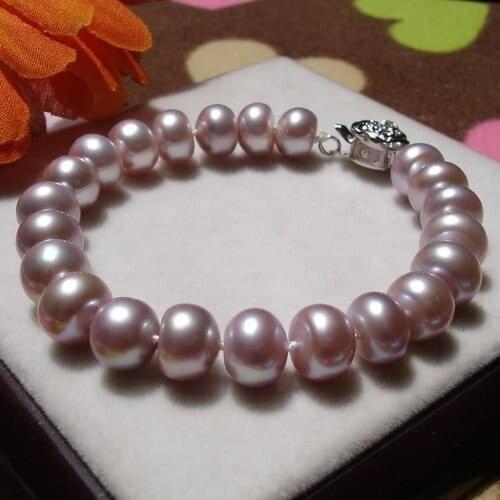 9-10MM Super Big Size 100% Genuine Natural Freshwater Pearl Bracelet Bangle Fashion Jewelry, 30pcs/lot+Free Shipping