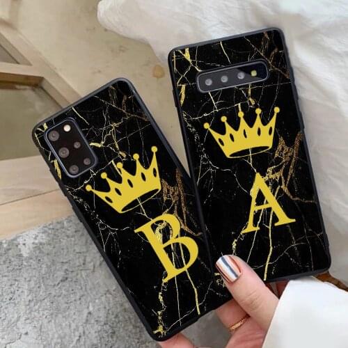 Custom Name Shell Marble background Letters Black TUP Soft Phone Case For Samsung A10 A30 A40 A50 A60 A70 A41A51A71 A81 A91