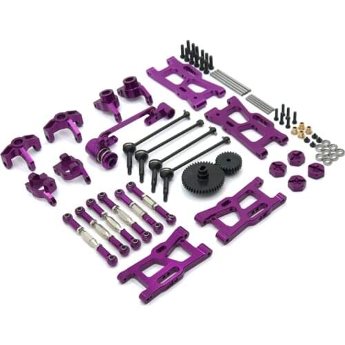 For WLtoys 124018 124019 144001 RC Car Parts Metal Upgrade Kit Drive Shaft Pull Rod Swing Arm Steering Cup Gear