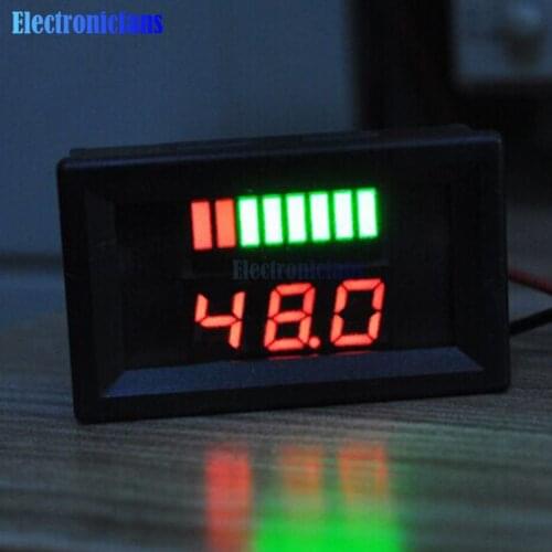 Red Charge Level Indicator Battery Capacity Tester Dual Display LED Digital Voltmeter For 48V Red Lead-acid Lithium Battery