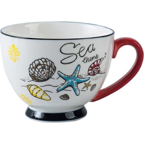 Pastoral Style Breakfast Cup Hand-painted Ceramic Mug Coffee Cup Kawaii Modern Design Cute Couple Travel Tazer Kitchenware Decor