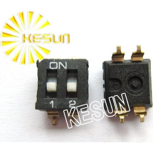 China Quality KM-02 Black 2P SMT DIP Switch 2.54mm 2 Position IC Encoder Switch Slide Switch KM-02H x 100PCS