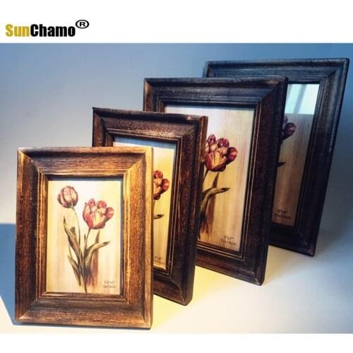 Creative Retro Solid Wood 5 Inch 6 Inch 7 Inch 8 Inch 10 Inch A4 A3 Photo Frame Set Up Wall Home Decoration Set Single-frame