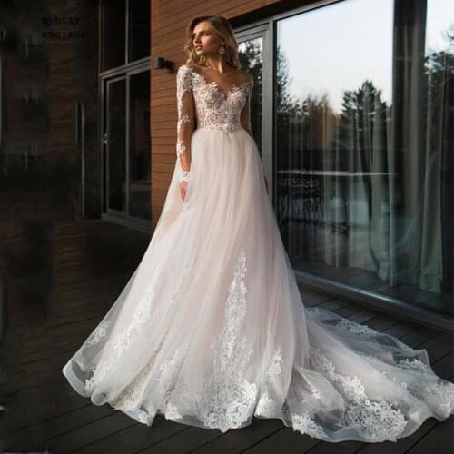 Full Tulle Sweetheart Court Train Floor-length Button A-line Cheap Lace Boho Plus Size Wedding Dress 2020 Vestido De Noiva Bride
