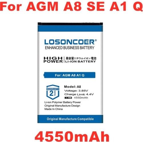 LOSONCOER 4550mAh A8 Battery For AGM A8 A1 Q SE Mobile phone Battery For Mann ZUG 5S ZUG5S ZUG5SQ ZUG 5SQ
