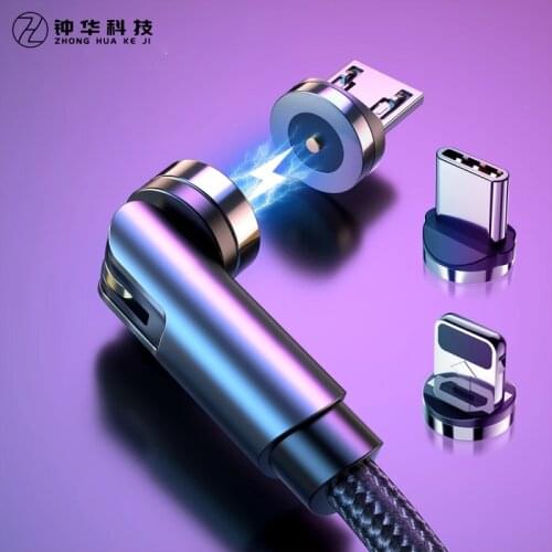 ZH New Rotate Magnetic Cable 360 Degree USB Type C Charging Cable Fast Charging Magnet Charger 540 Rotate Micro Magnetic Cable