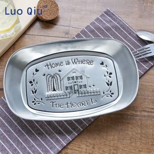 Tinplate multi-purpose small tray fruit tray retro metal snack plate Japanese and Korean grocery candy snack tray
