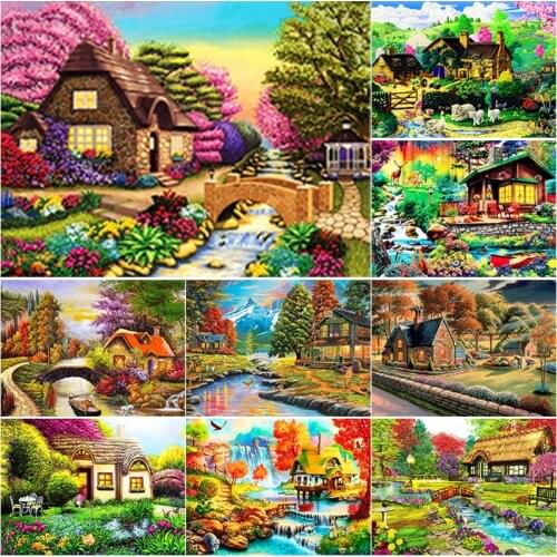 New 5D DIY Autumn Scenery Diamond Painting Scenery House Diamond Embroidery Cross Stitch Full Square Round Drill Gift Home Decor