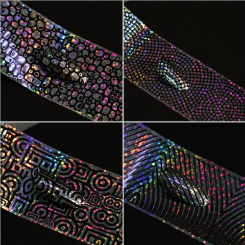 New 16 pieces of laser star nail piece mixed design nail art transfer sticker holographic paper Decal Manicure Nail Decoration