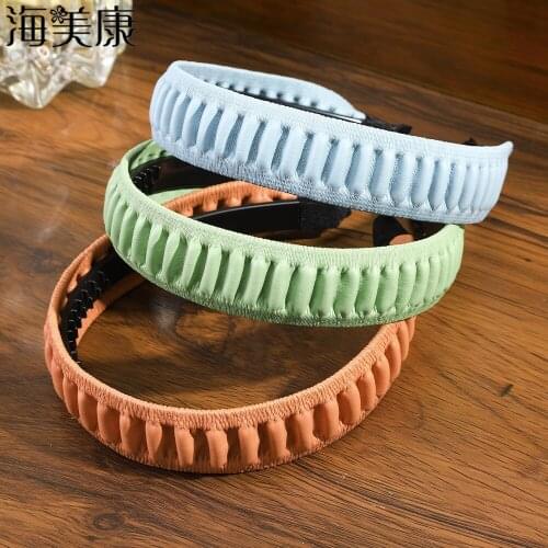 Haimeikang Fashion Womens Hairband Smooth Leather Hoop PU Women Head Hoop Girl Striped Headband Wide Side Bezel Hair Accessories