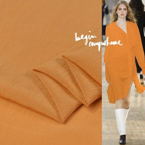 Orange yellow pure silk crinkle crepe fabric fashion mulberry silk fabric 135cm width,SFF214