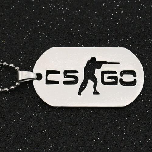 CS GO Necklace Counter Strike CSGO Logo Dog Tag Silver Color Pendant Fashion New Statement Stainless Steel Jewelry Men Wholesale