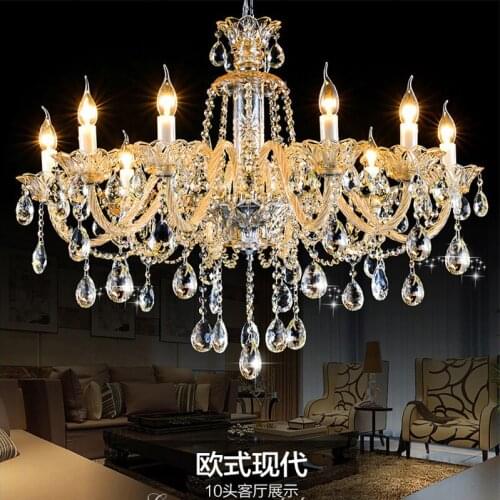 Romantic champagne crystal chandelier chain Lustre Light manor clubhouse lights bedroom K9 Crystal chandelier chains