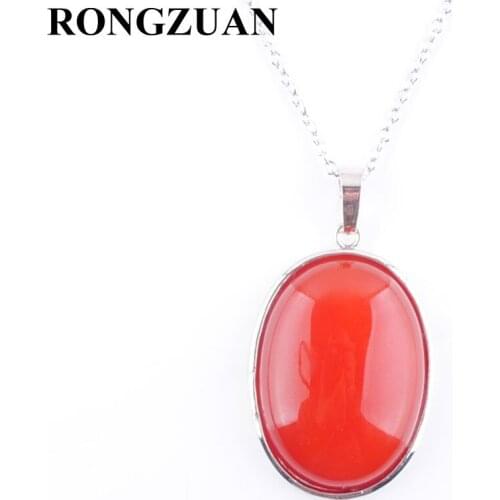 RONGZUAN Natural Agates Gem Stone Oval Reiki Chakra Bead Chain Necklaces & Pendants Jewelry Women Fashion Jewellery TN3222