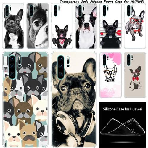 Luxury Soft Silicone Case French bulldog dog for Huawei NOVA 3 3i 5 5i P20 P30 Pro P9 P10 P8 Lite 2017 P Smart Z Plus 2019 Cover