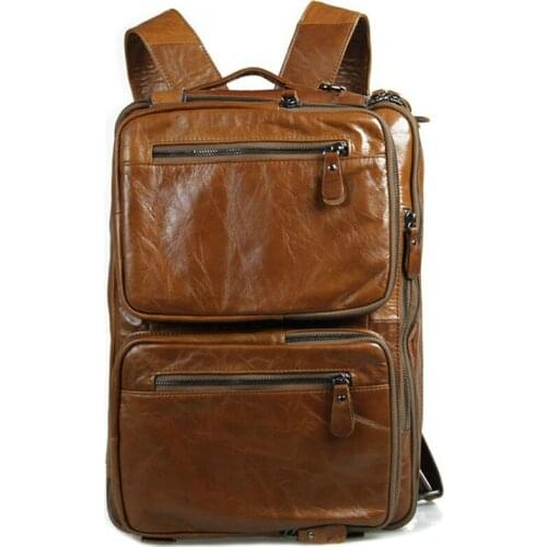 4Use Multi-Function Genuine Leather Backpack Mens Travel Backpack School Bag Leather Men Backpack laptop Bag Rucksack male