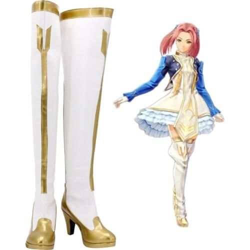 Tales of Berseria Eleanor Hume Anime Cosplay Boots White Shoes Halloween Party Props Custom Made Any Size
