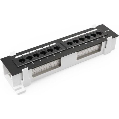 Network Tool Kit 12 Port CAT6 Patch Panel RJ45 Networking Wall Mount Rack with Surface Wall Mount Bracket