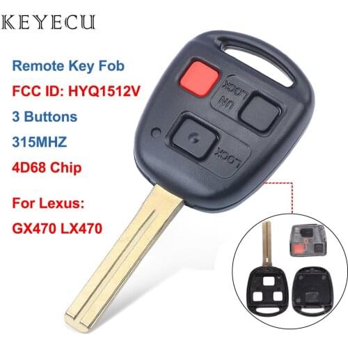 Keyecu Car Remote Key Fob 3 Buttons 315MHz with 4D68 Chip for Lexus GX470 LX470 2003 2004 2005 2006 2007 2008, FCC ID: HYQ1512V