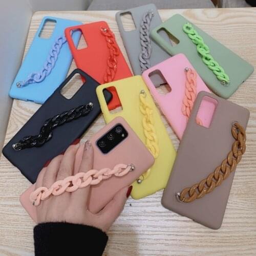 For Samsung s20 fe note 10 Silicone Wriststrap Hand Band Bracelet Phone Case For samsung a20 a9 a8 a7 2018 Soft TPU Back cover