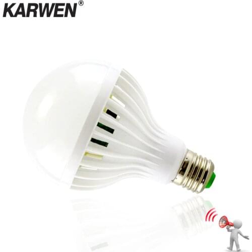 KARWEN Sound Motion Sensor Automatic Smart LED Bulb E27 220V 110V SMD5730 3W 5W 7W 9W 12W Lampada LED Sound Sensor lamp