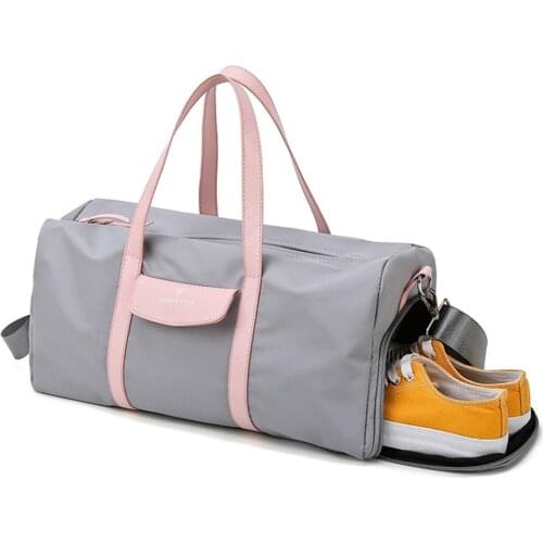 Outdoor Waterproof Nylon Gym Bags for Men Women Training Fitness Travel Handbag Yoga Mat Sport Bag with Shoes Compartment SB0034