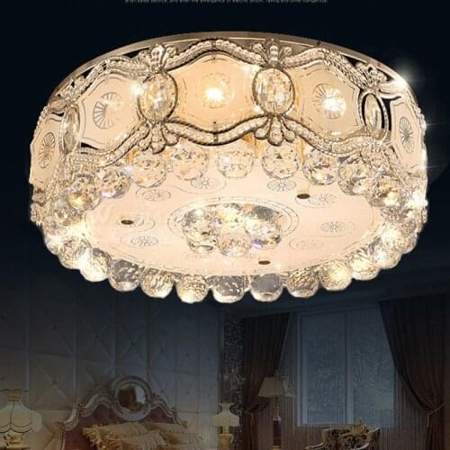 European-style Ceiling Lamp LED Round Double Color Changing Color Crystal Lamp Simple Modern Bedroom Lamp Living Room Lamp