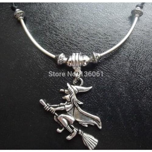 Vintage Silver Ohm Pentagram Flying Witch Buddha Owl Knot Bullet Crescent Moon Star MOTORCYCLE Necklace Pendant Jewelry Woman