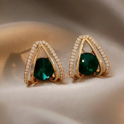 S925 Silver Needle Green Crystal Female Niche Design Sense New Fashion Temperament Womens Earrings Jewelry Accessories Brincos