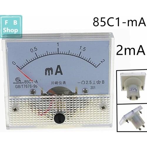 1PCS 85C1-mA 2mA DC pointer ammeter 85C1 series analog AMP meter 64*56 mm size