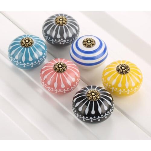 1Pc Ceramic Cabinet Knobs and Handles Door Cupboard Drawer Kitchen Pull Handles Round Furniture Handles Furniture Hardware