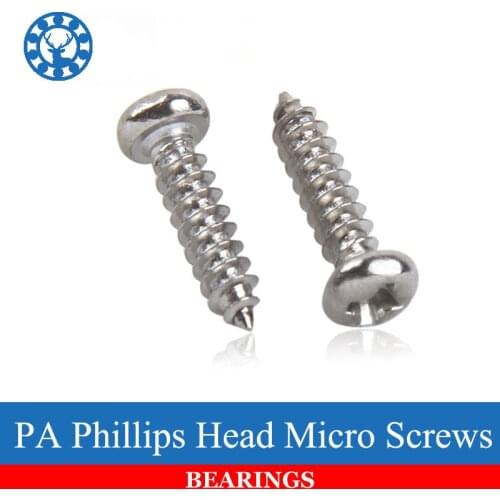 100Pcs M1.4 M1.7 M2 M3 PA Nickel-plated Phillips Head Micro Screws Pan Head Self-tapping Electronic Small Screws