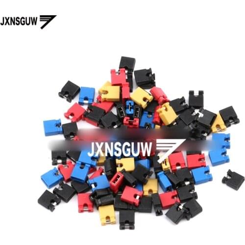100pcs pitch 2.54MM jumper cap/shorting block/pin header connection block/black yellow blue red
