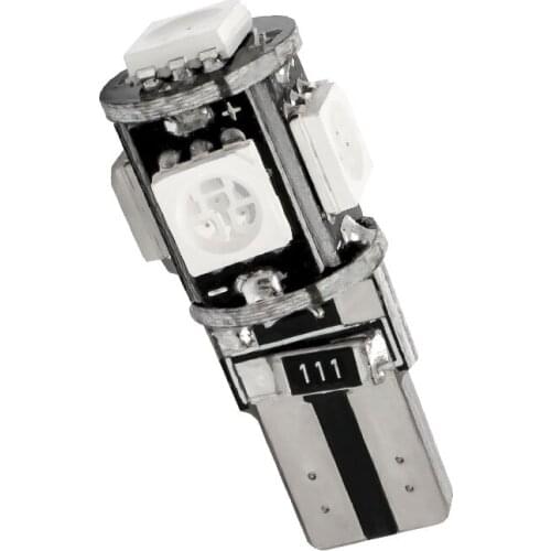 100pcs T10 5 led 5050 smd Canbus Error Free AUTO Clearance Lights NO ERROR W5W CAR door lamp dome bulb white red blue 12V 100X