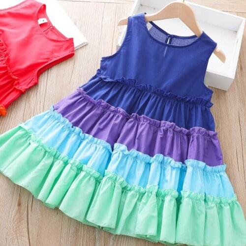 2021 Kids Girls Dress Summer Sleeveless Colorful Bohemia Dress for 2-7years Old Kids Girl Sweet Dress Wholesale Children Wear