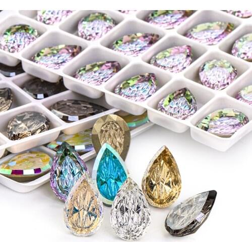 9x14mm Shiny Glass Rhinestones New Arrival Flatback Glue On Stones Korean Style Glitter nails accesorios 네일스톤