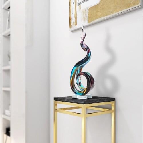 Tooarts Abstract Glass Sculpture Handmade Glass Ornament Home Crafts Tabletop Artwork Decoration Modern Figurines For Interior