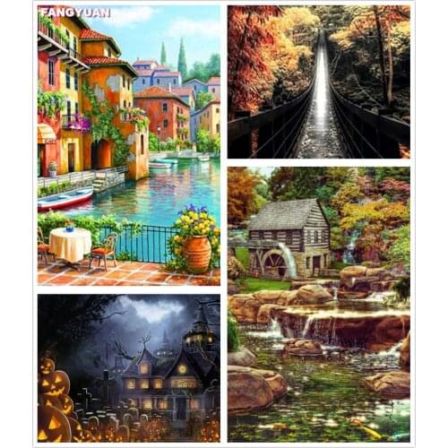 Diy Diamond Painting Landscape Full Drill Set Scenic Cottage Rhinestones Picture Embroidery Sale Diamond Mosaic Home Decor Gift