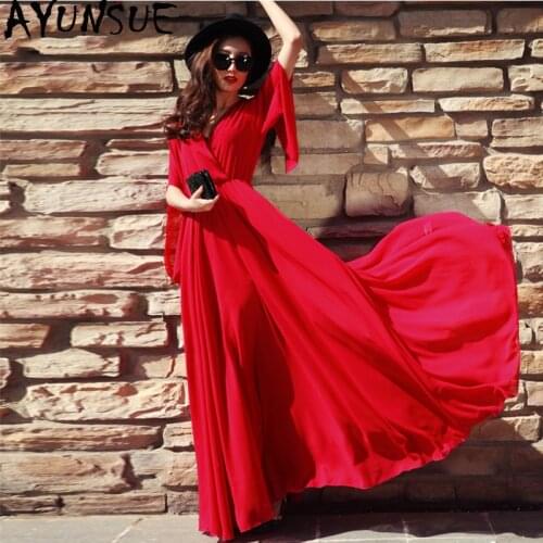 AYUNSUE Solid Summer Dresses