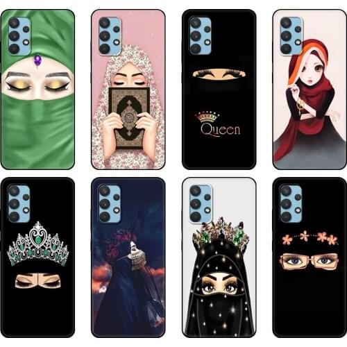 Black tpu Case For Samsung galaxy A32 A42 A52 A72 4g 5g S21 PLUS ultra back cover Muslim islamic gril eyes Art