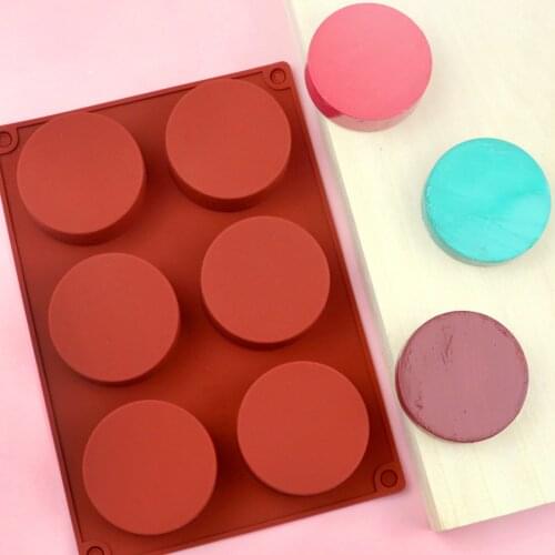 Cake Mould Kitchen Cylindrical Soap Mold Six Holes 1pcs Making Gummy Candy BPA Free Red Colors Silicone Baking Tools