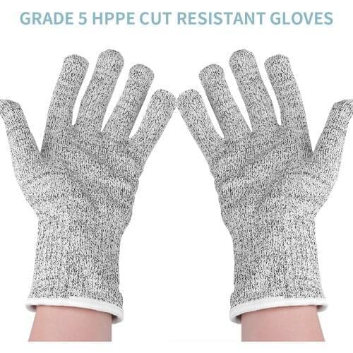 Kebidu 2021 New Grade 5 HPPE cut resistant Gloves a pair Kitchen Work gloves ANSI Resistant Gloves Grey Black Anti Cut Proof