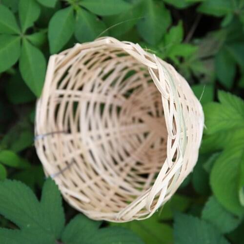 Round Canary Nest Pans Bamboo Wicker Rest Cave For Nesting Canaries & Birds