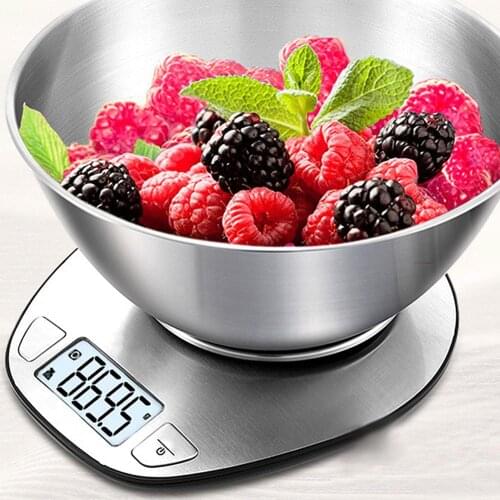 Stainless Steel Kitchen Scale Electronic Scale Kitchen Food Balance Cuisine Precision Digital Scale With Bowl Cook Tool