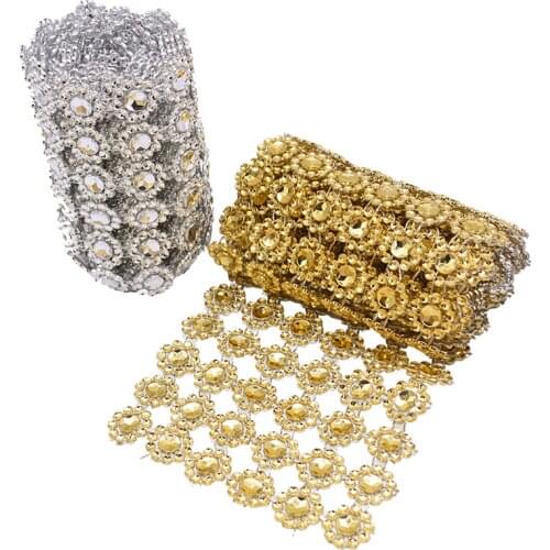 1Yard Bling Crystal Mesh Wrap Roll Plastic Resin Rhinestone Tape for Wedding Party Decorations DIY Handmade Accessories Supplies