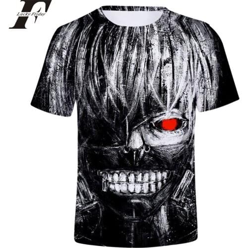 LUCKYFRIDAYF 2018 Summer short sleeve Anime 3d Print Tokyo Ghoul Funny T shirts Women men Cool hit hop Cotoon Cartoon clothes