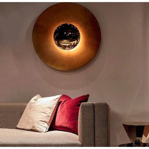 Postmodern Minimalist Wall Sconce Lghts Iron Art Round Wall Light Living Room Bedroom Bedside Porch Wall Lamp For TV Background