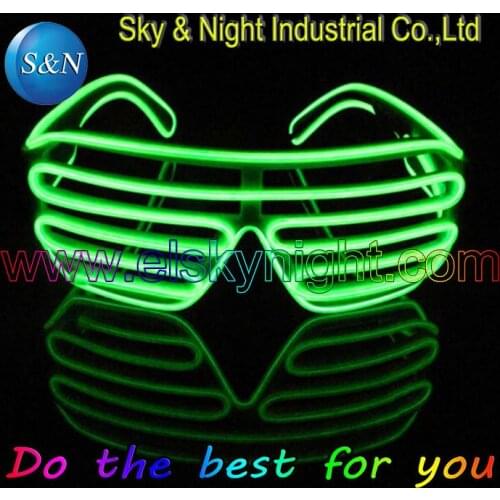 Fashion Flashing el wire shutter glasses with 3V inverter-Lemon For Parties