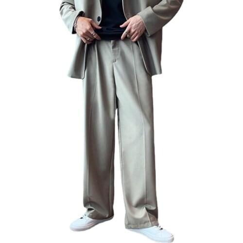 Loose Wide Leg Suit Pant Men Streetwear Fashion Vintage Casual Straight Blazer Pants Korean Chic Male Long Trousers