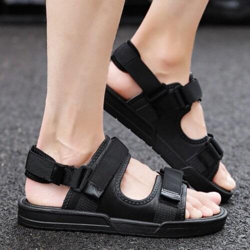 Mens Sandals New Soft Sole Summer Beach Shoes Outdoor Dual Purpose Pure Color Shoes Non Slip Open Toe Beach Sandals Slippers